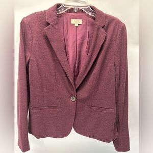 Loft Blazer Cotton Blend Maroon Jacket Size 8 Great Condition